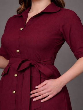Burgundy Muse Shirt Dress