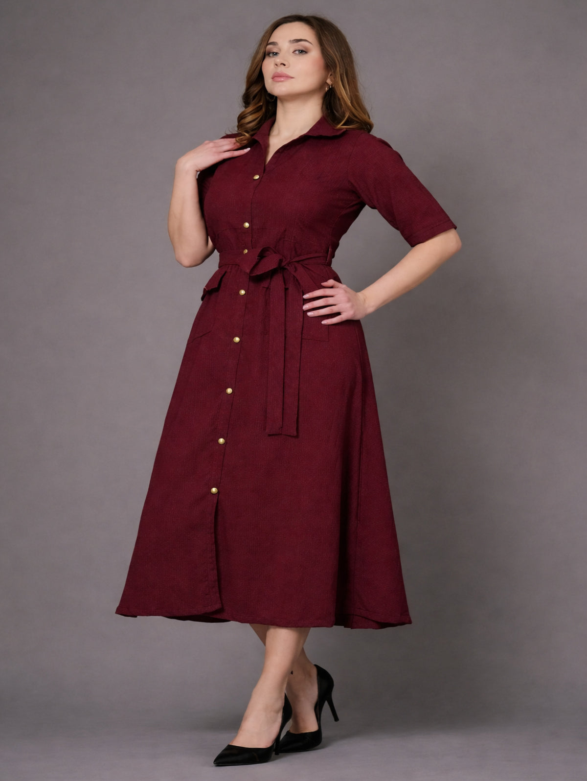 Burgundy Muse Shirt Dress