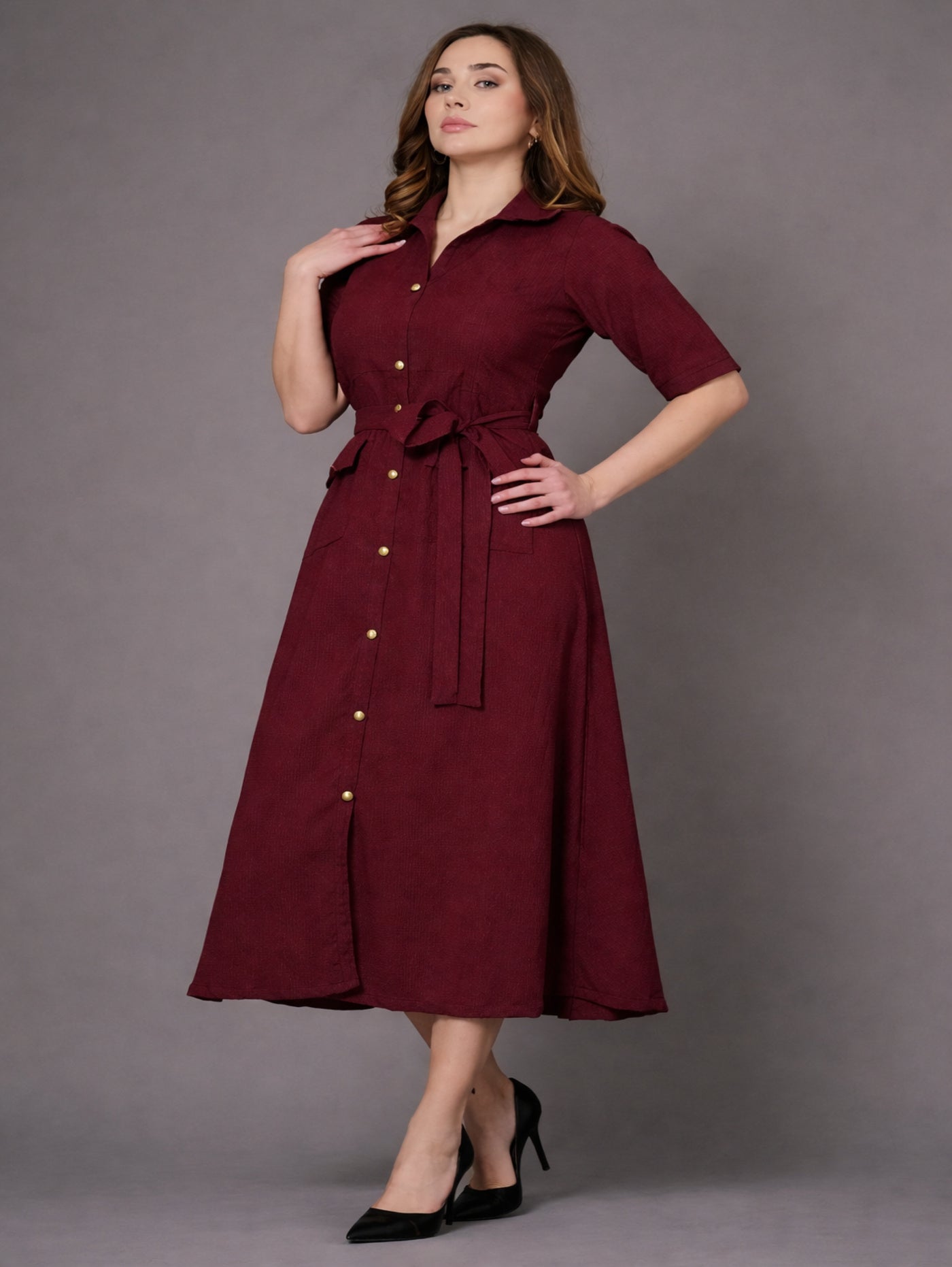 Burgundy Muse Shirt Dress