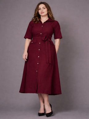 Burgundy Muse Shirt Dress
